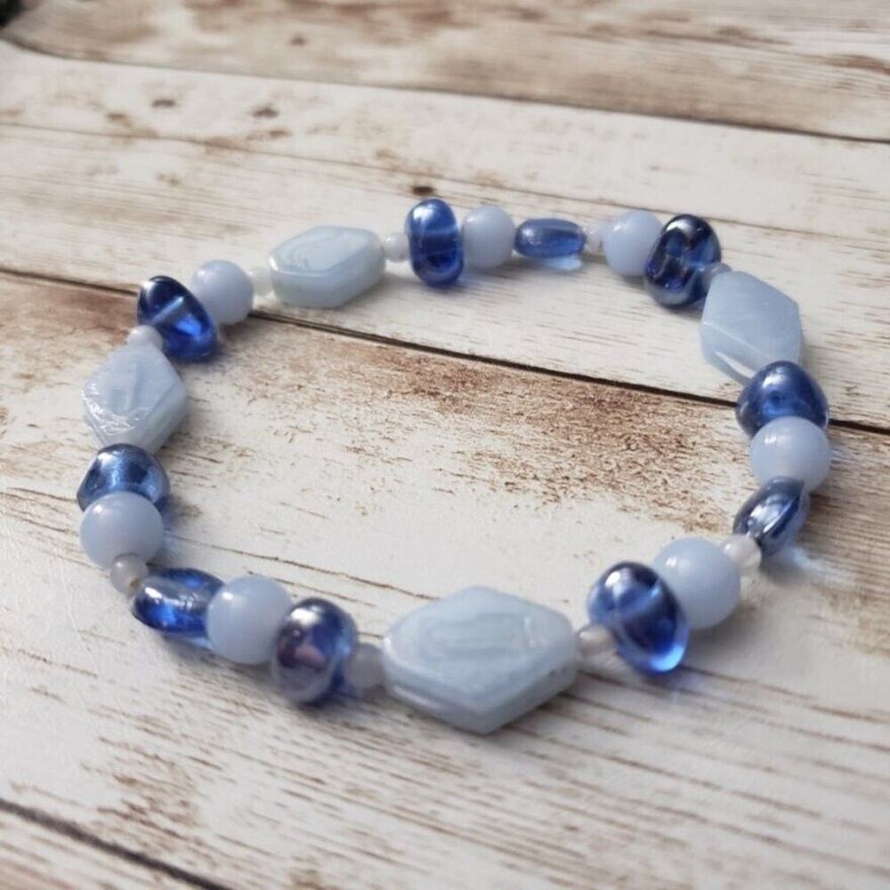 Vintage Bracelet - Blue and Light Blue Stretch Bracelet